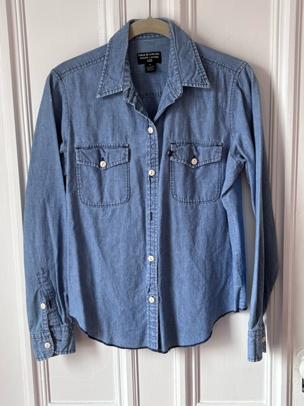 Polo Jeans Company Women’s Western Style Denim Shirt Button Closure Medium